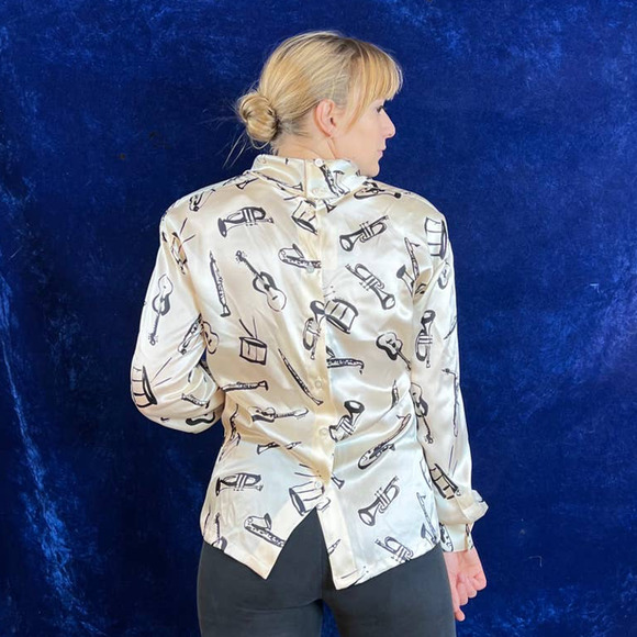 Escada Novelty Print Blouse | VTG Vintage | Deadstock | Silk | - Picture 3 of 5